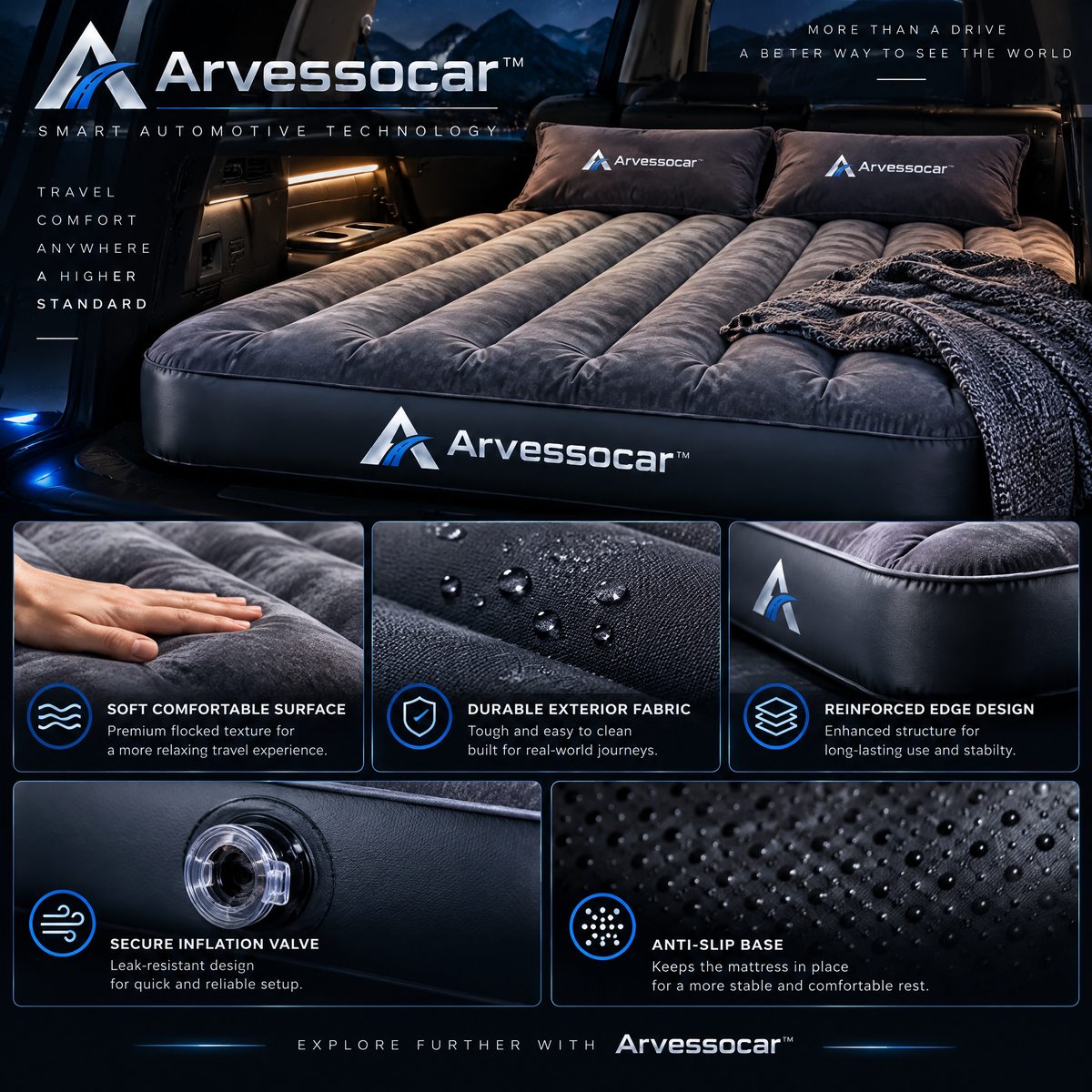 Arvessocar™ Inflatable Car Sleeping Mattress