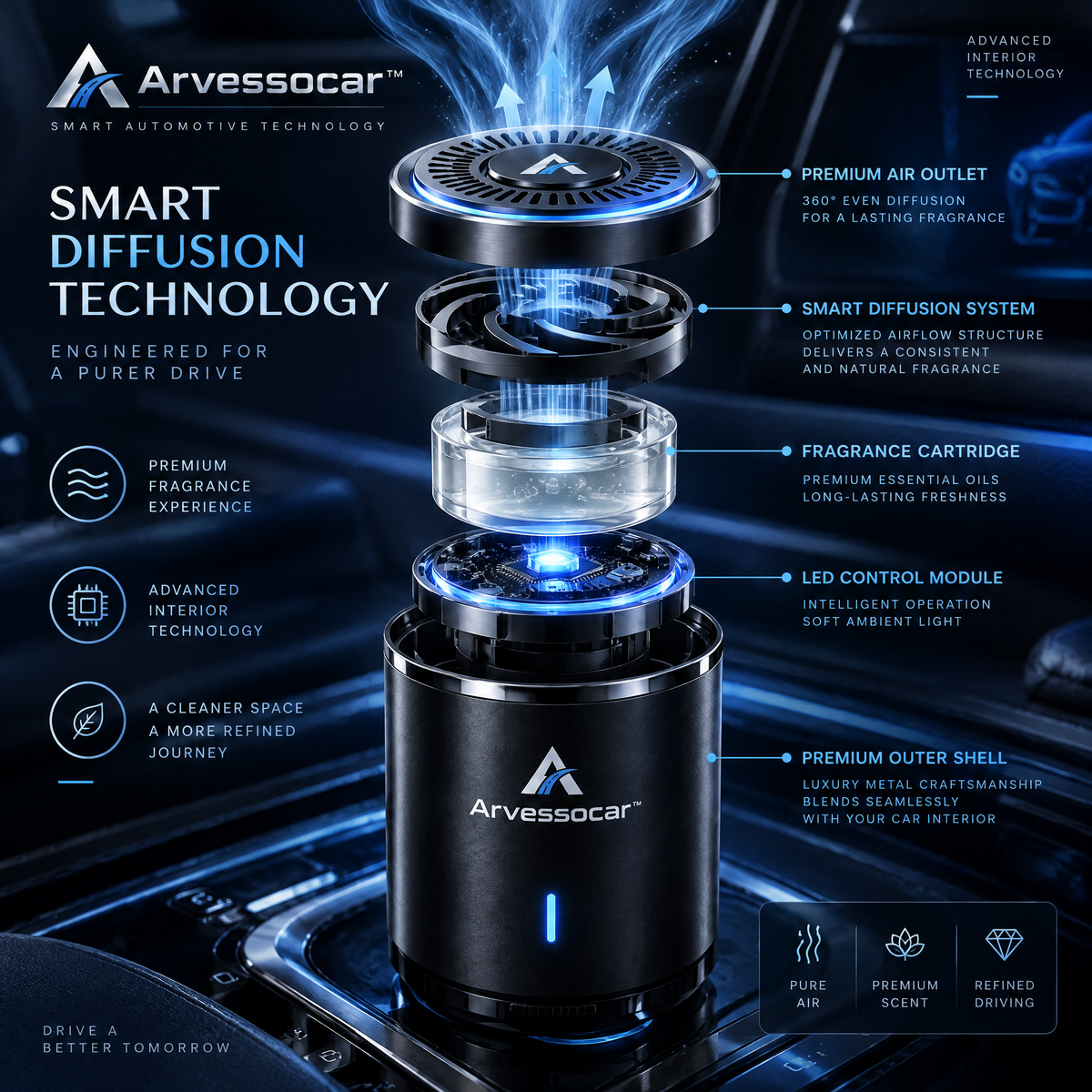 Arvessocar™ Smart Car Air Freshener Diffuser