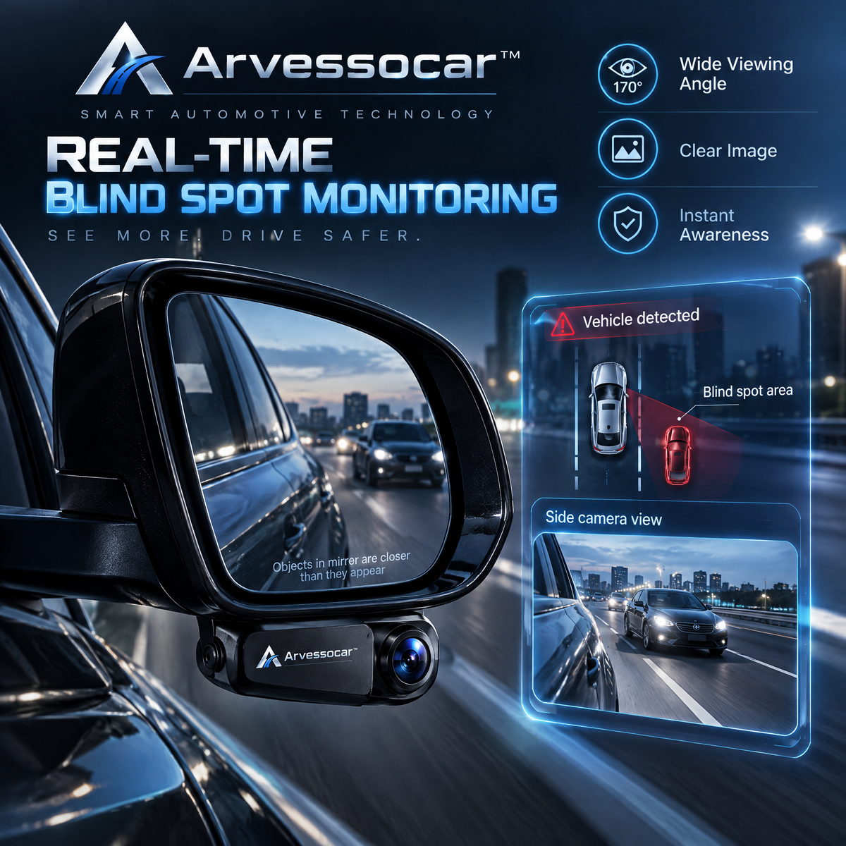 Arvessocar™ Blind Spot Mirror Camera