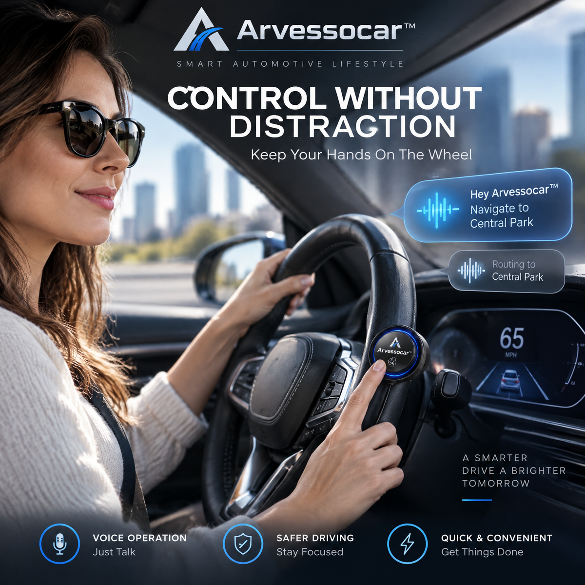 Arvessocar™ AI Voice Car Assistant Button