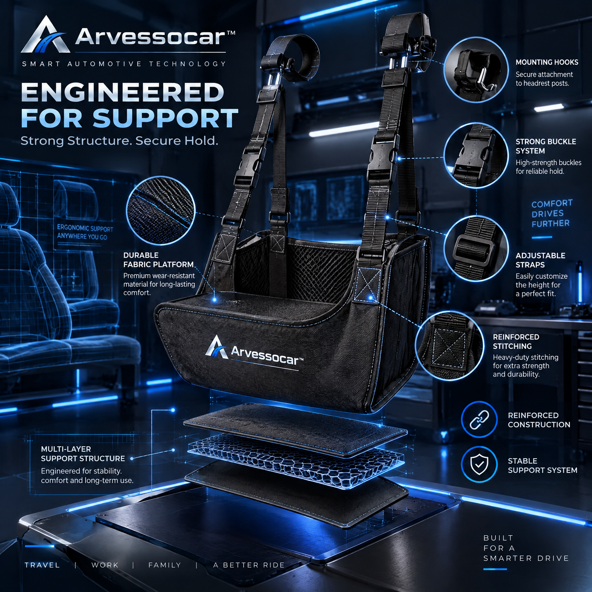 Arvessocar™ Portable Car Foot Rest Hammock