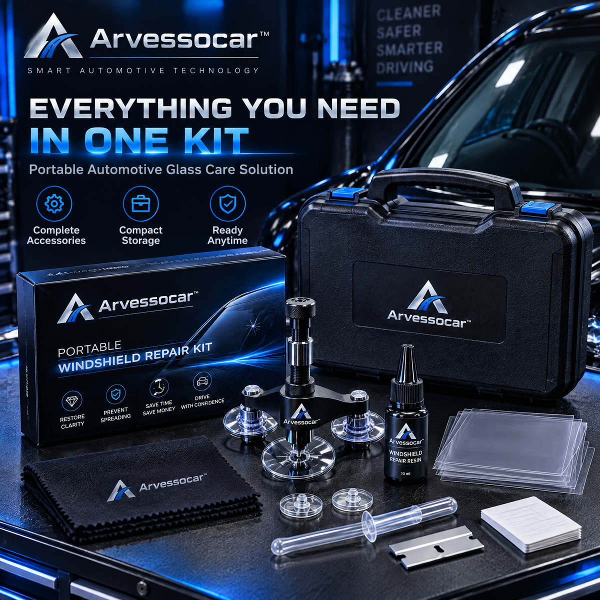 Arvessocar™ Portable Windshield Repair Kit
