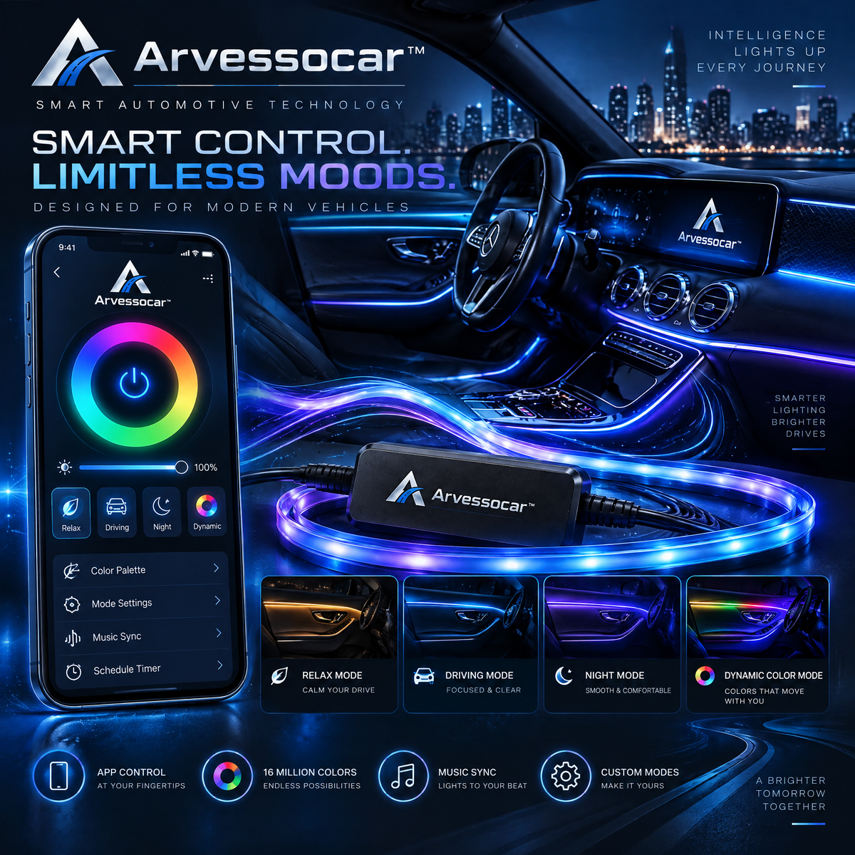 Arvessocar™ Smart Ambient LED Light Strip
