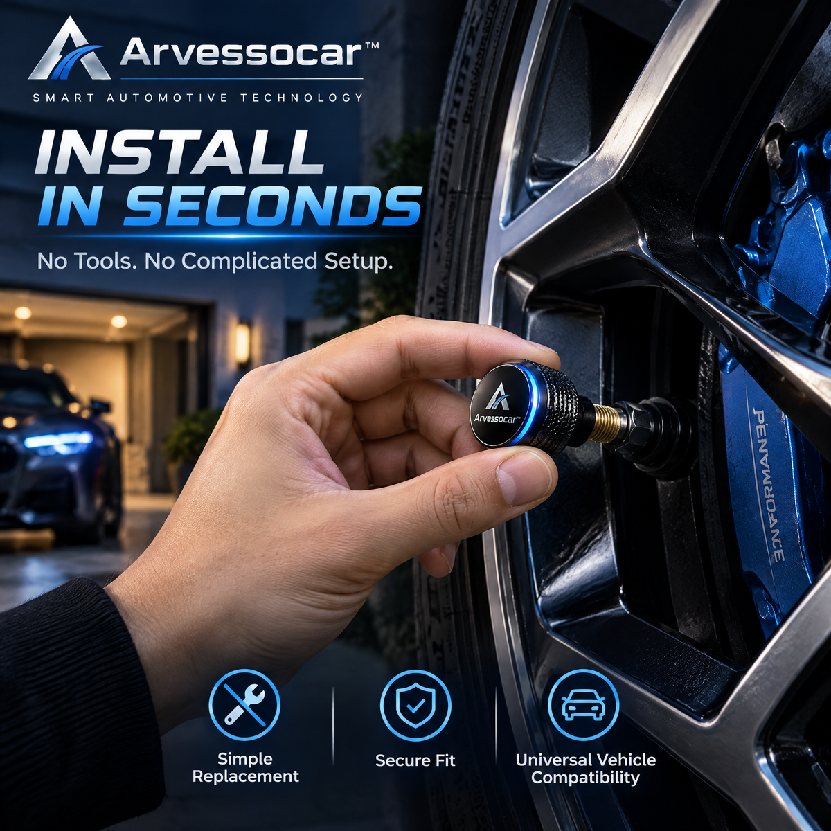 Arvessocar™ Smart Tire Pressure Sensor Cap