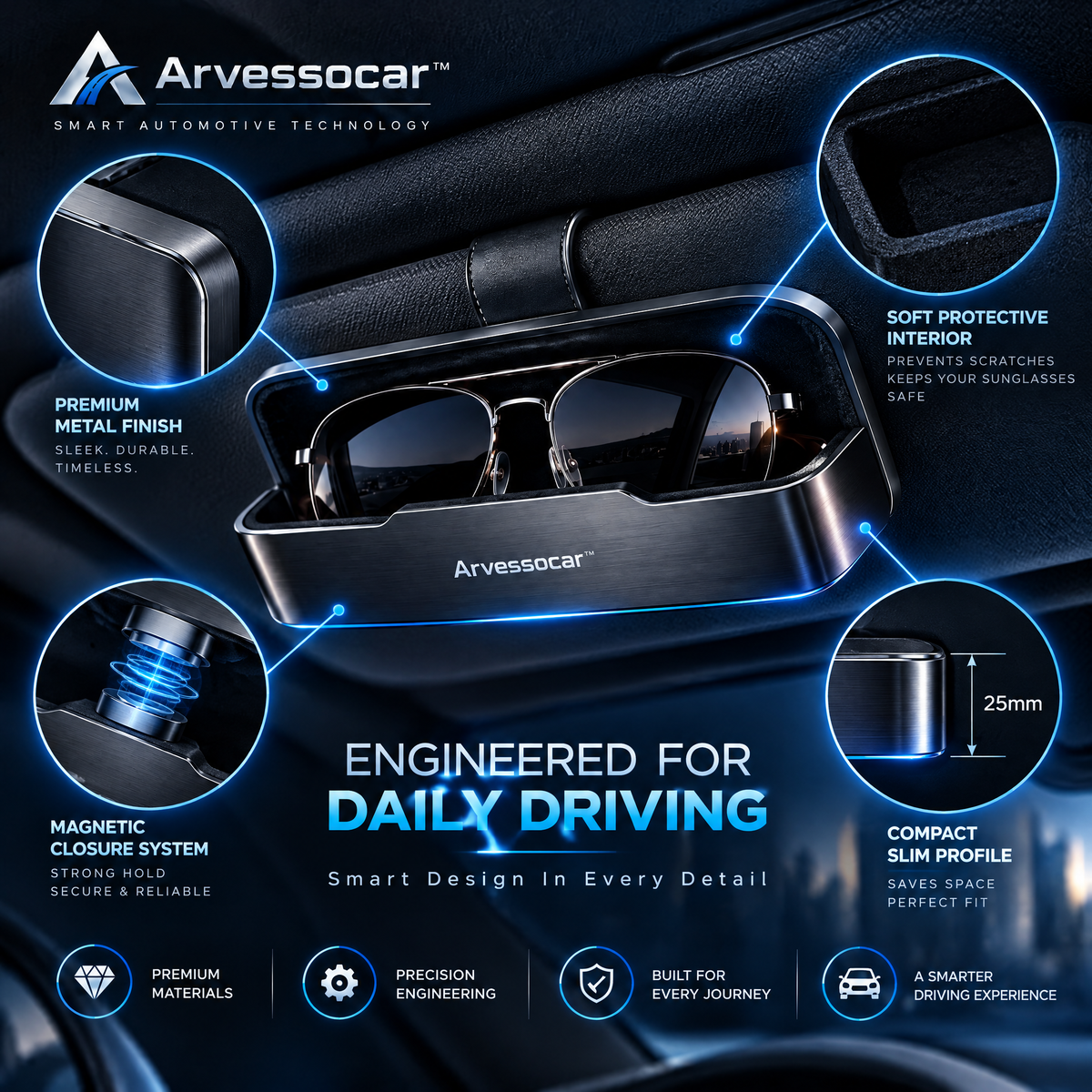 Arvessocar™ Magnetic Sunglasses Holder