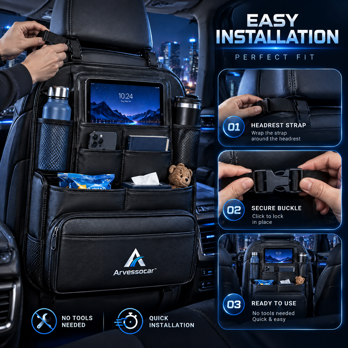 Arvessocar™ Car Seat Back Travel Organizer
