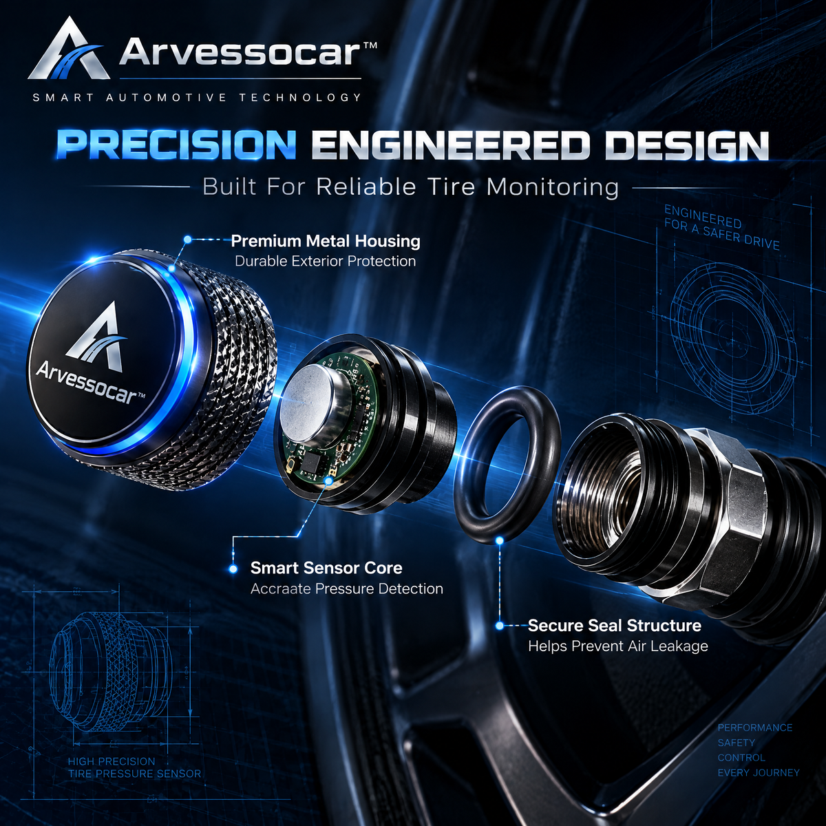 Arvessocar™ Smart Tire Pressure Sensor Cap